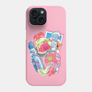 The cute set of the Japanese summer drinks and things Phone Case