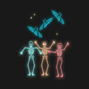 Glowing neon skeleton for Halloween T-Shirt