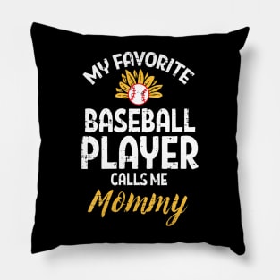 Womens My Favorite Baseball Player Mommy Sunflower Mom Mama Women Pillow