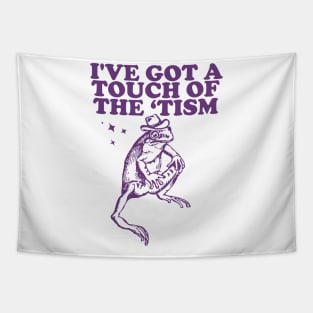 I've got a touch of the ‘tism Vintage T-Shirt, Retro Funny Frog Shirt, Frog Meme Tapestry