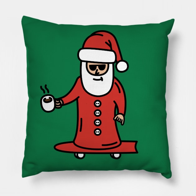 Sliding Into Christmas Like Longboarding Santa Pillow by imotvoksim