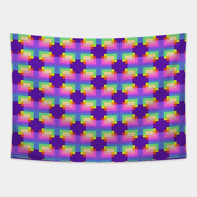 Retro Geometric Prismatic Rainbow Tapestry by WickedFaery