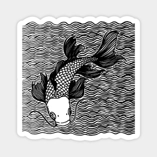 Koi Fish Great Wave Tattoo Blk Magnet