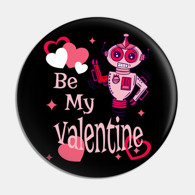 Atomic Robot Retro Vintage Cute Valentines Day Pin by ksrogersdesigns