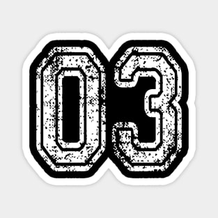 Number 03 Grungy in white Magnet