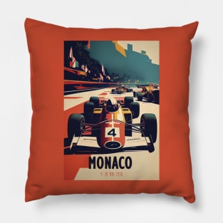 1970 Monaco Grand Prix Racing Travel Poster Pillow