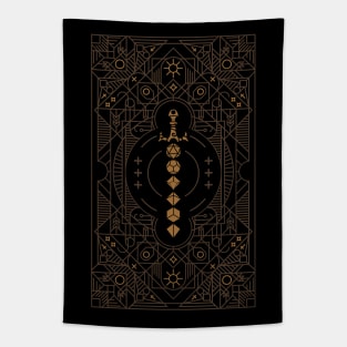 Polyhedral Dice Sword Vintage Minimalist Tabletop RPG Tapestry