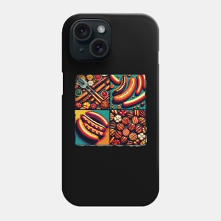 Sizzling Pop Art: Bratwurst & Sausage Extravaganza - Culinary Art Phone Case