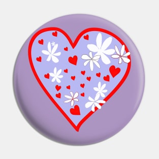 Valentine Heart with Flowers Pin