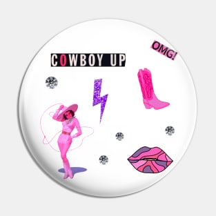 Cute Cowgirl Aesthetic Pink Cowboy Up Sticker Pack Pin