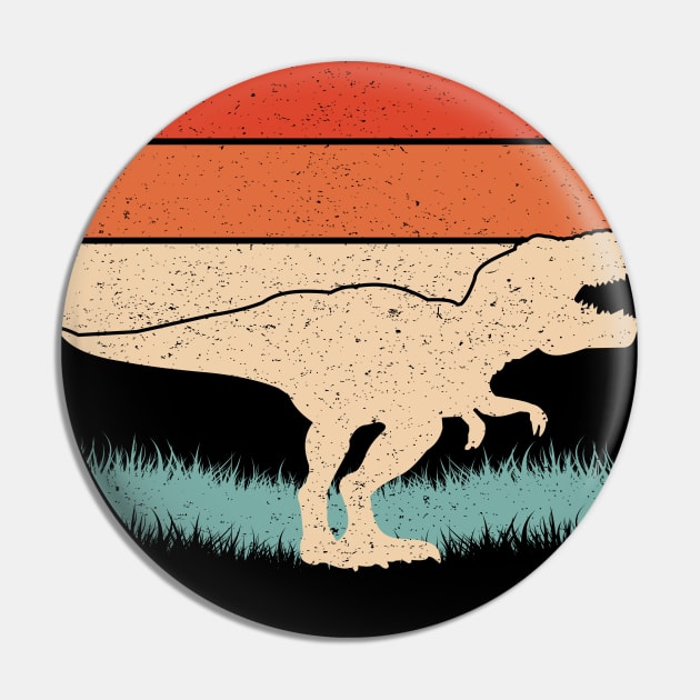 Trex Dinosaur Retro Sunset Pin by Tesszero