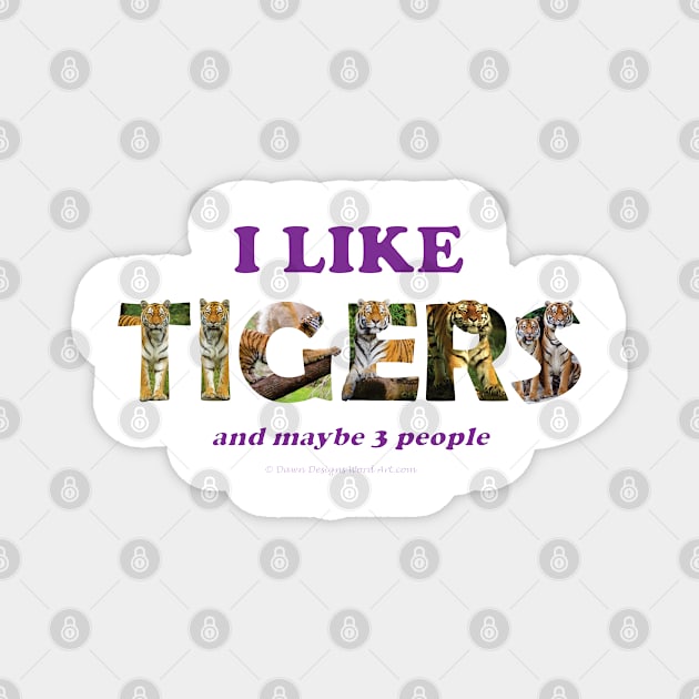 I like Tigers and maybe 3 people - wildlife oil painting word art Magnet by DawnDesignsWordArt