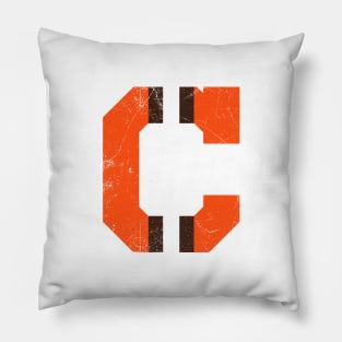 Cleveland C, vintage - white Pillow