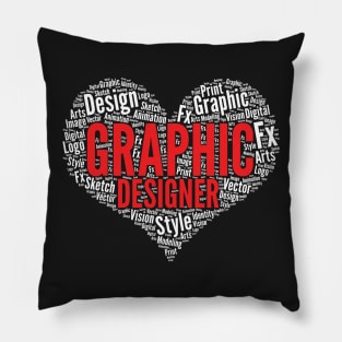 Graphic Designer Heart Shape Word Cloud Design design Pillow