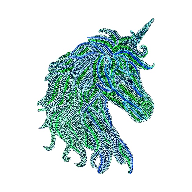 Mythical Unicorn - Green & Blue by Amy Diener