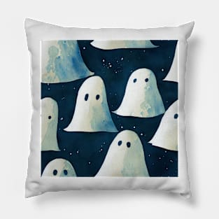 Cute Halloween Ghosts Watercolor Pillow