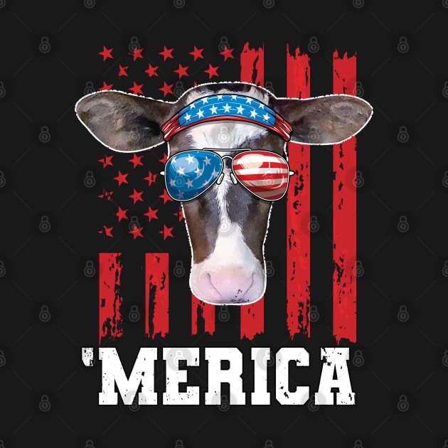 Cow 4th of July Merica American Farmer by Pennelli Studio