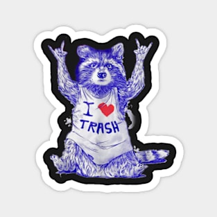 Racoon Wearing Shirt I Love Trash Funny Raccoon Wild Animal Magnet