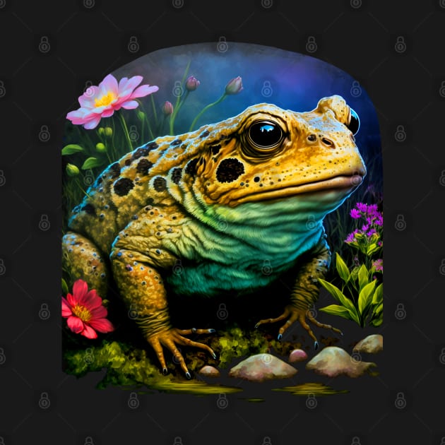 Toad Frog in Garden with Flowers by Pine Hill Goods