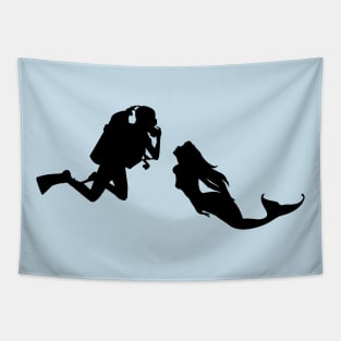 Mermaid ans Scuba Diver Tapestry