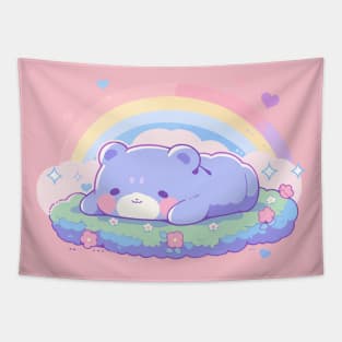 Lazy Rainbow Kawaii Baby Bear Cuddles Tapestry