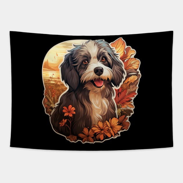 Havanese Dog Flower Tapestry by Paul Walls