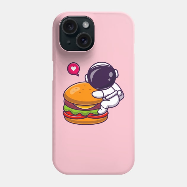 Cute Astronaut Hug Burger Cartoon Phone Case by Catalyst Labs