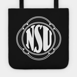 Early NSU cars, motorcycles & scooter emblem - white print Tote