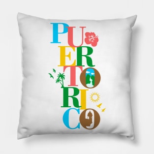 Puerto Rico Boricua Symbols Tropical Colors Pillow