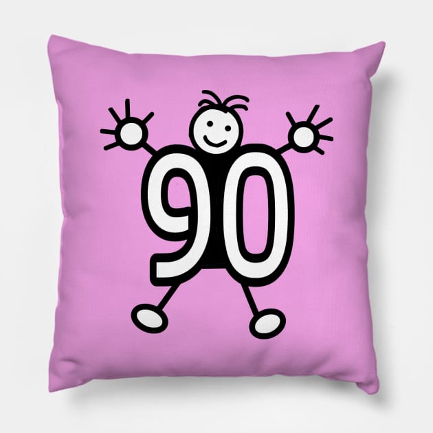 Age 90 Happy Person Pillow by Michelle Le Grand