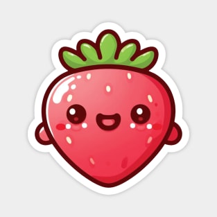 Strawberry Smile Face Emoji Magnet