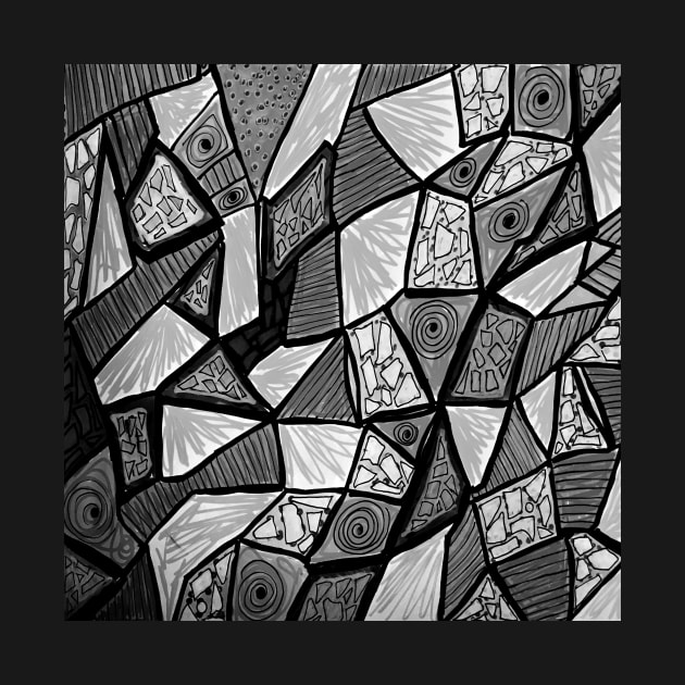 Stained glass in black and gray by Sarah Curtiss