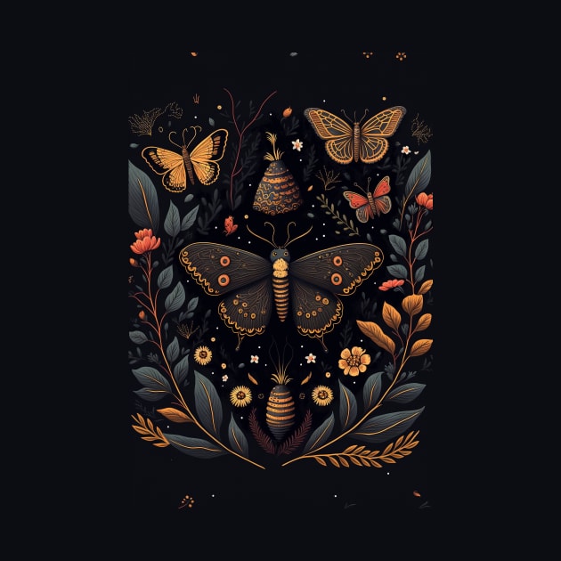 Cottagecore Art with Moths and Butterflies by TheJadeCat