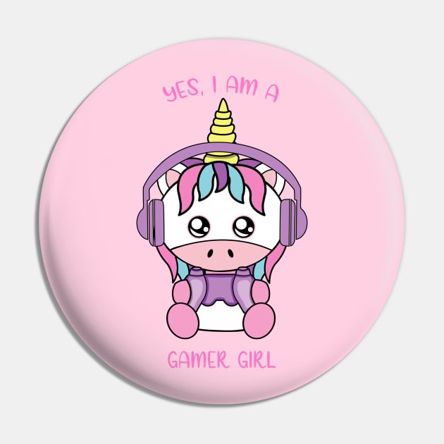 Yes i am a gamer girl, cute unicorn Pin by JS ARTE