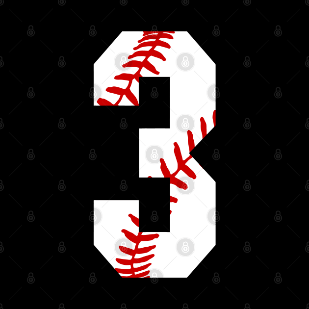 Baseball Number 3 #3 Baseball Shirt Jersey Favorite Player Biggest Fan by TeeCreations