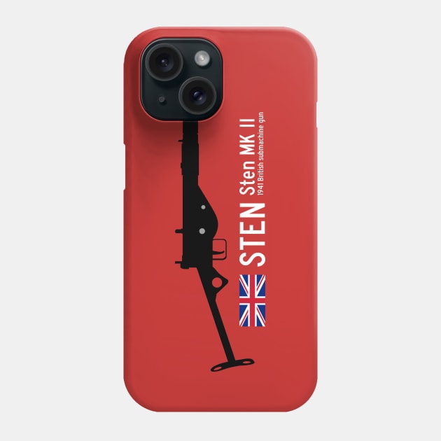 STEN Sten MK II Historical 1941 British sub machine gun white Phone Case by FOGSJ