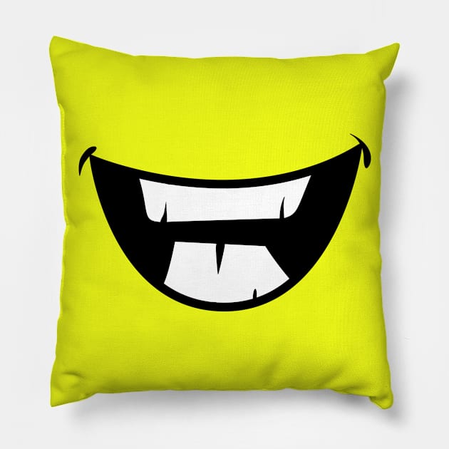 Funny Smile Mouth Pillow by Shirtbubble