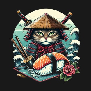 Cute Samurai Sushi Cat | Women’s Funny Japanese Cat Lover T-Shirt