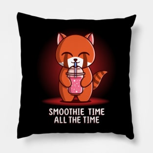 Cute Kawaii Red Panda Drinking Smoothie Pillow