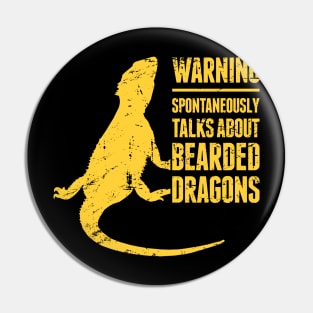 WARNING | Funny Bearded Dragon Graphic Pin