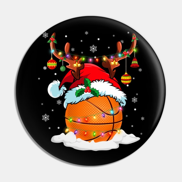 Reindeer Santa Hat Basketball Christmas Lights Xmas Pin by Dunnhlpp