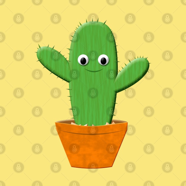 Cute Cactus In A Pot Drawing by Braznyc