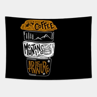 COFFEE, MOUNTAINS, ADVENTURE Tapestry