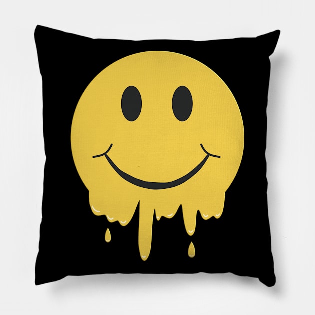 Retro Acid House Happy Hardcore Ravers Melt Pillow by RuftupDesigns