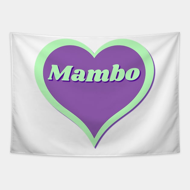 Mambo Heart in turquoise blue and purple colors for dancers. Tapestry by Bailamor