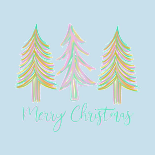 Pastel doodle Christmas trees, Merry Christmas trees by Karley’s Custom Creations