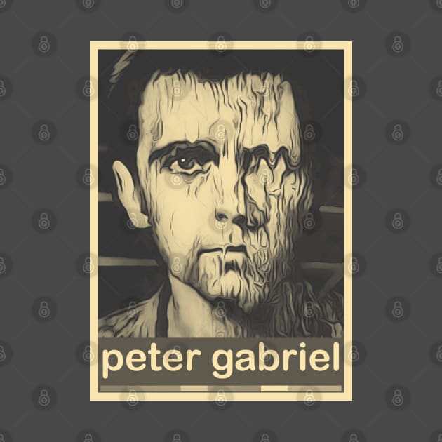 peter gabriel - brown cream  retro shirt by oeyadrawingshop