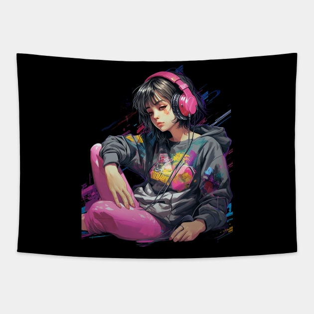 Game Over Sad Japanese Anime Girl Vaporwave Aesthetic Tapestry by Spit in my face PODCAST