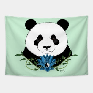 Panda Bear and Lotus Tapestry