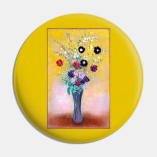 Flowers In Glass Vase Against Golden Yellow Background, Odilon Redon 1916 Pin